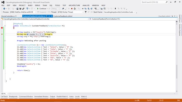 Creating Simple Cascading Dropdownlist In Mvc Using Razor